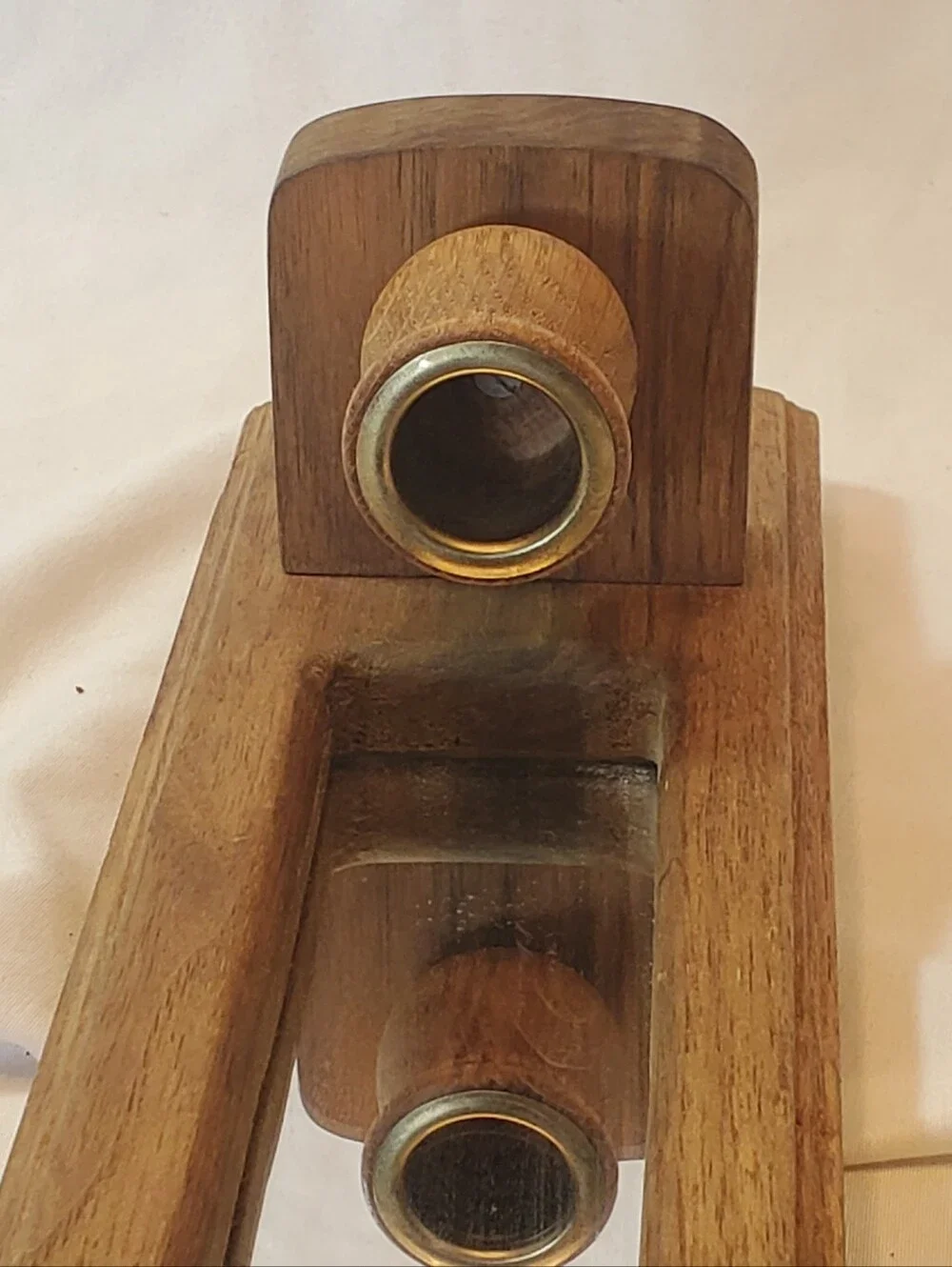 Home Interiors Homco Vtg Wood Wall Mirror Sconce Candle Holder in Natural Brown
